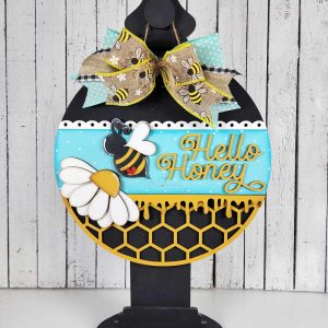 Hello Honey door sign - unpainted wooden cutouts, ready for you to paint