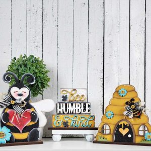 Hello Honey Collection Bee, Bee Hive and Bee Humble & Kind Word Stander - unpainted cutouts