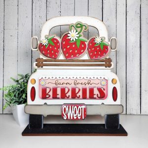 Berry Sweet Truck insert - wood pieces, unpainted wood cutouts, ready for you to paint