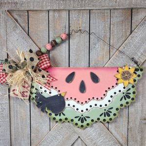Vintage Watermelon door sign - unpainted wooden cutouts, ready for you to paint