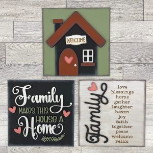 Family makes this house a Home large Blocks only - goes in the House Leaning Ladder - unpainted cutouts - doesn't include the House Leaning Ladder