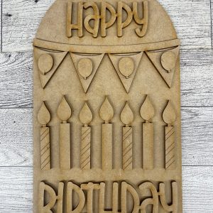 Happy Birthday Arch Frame Insert cutouts - unpainted wooden cutouts, ready for you to paint