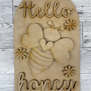 Hello Honey Arch Frame Insert cutouts - unpainted wooden cutouts, ready for you to paint