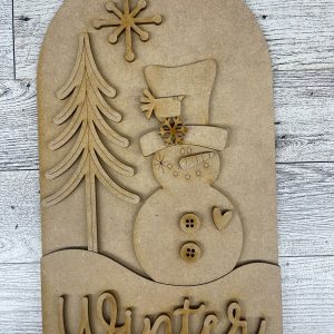 Winter Snowman Arch Frame Insert cutouts - unpainted wooden cutouts, ready for you to paint