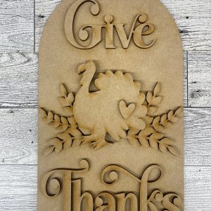 Give Thanks Turkey Arch Frame Insert cutouts - unpainted wooden cutouts, ready for you to paint