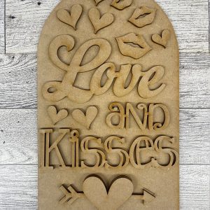 Valentines - Love & Kisses Arch Frame Insert cutouts - unpainted wooden cutouts, ready for you to paint